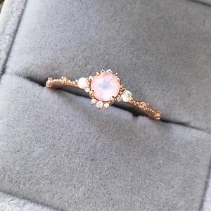 Rose Quarts 925 silver ring, rose gold color, Engagement ring